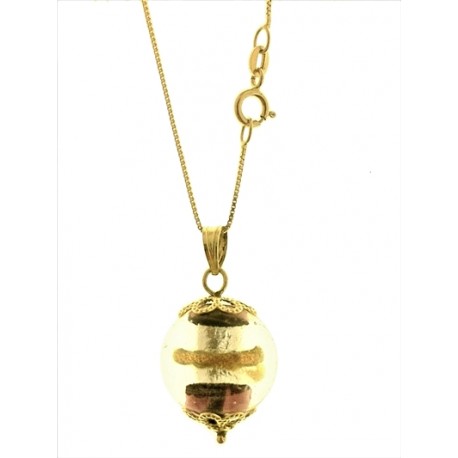 FOTO CATENINA CON CRISTALLO DI MURANO - Oro Donna Oro Giallo 18 Kt Carati Ct 750