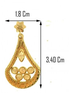ORECCHINI PENDENTI - Donna Oro Giallo 18 Kt Carati Ct 750 