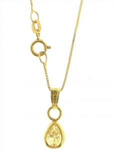 Collana Catenina Solitario Punto Luce Donna Oro Giallo 18 Kt Carati Ct 750 1,3Gr