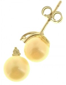 ORECCHINI PERLE CON ZIRCONI - Oro Bianco 18 kt Carati Ct 750