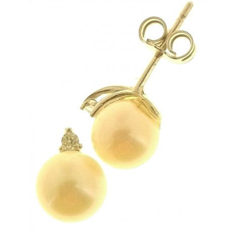 ORECCHINI PERLE CON ZIRCONI - Oro Bianco 18 kt Carati Ct 750