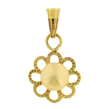 Ciondolo Pendente Perla Filigrana Donna Oro Giallo 18 Kt Ct Carati 750 0,60 Gr