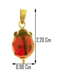 PENDENTI ORO GIALLO - Ciondolo Pendente Bimba Bambino Oro Giallo 18 Kt Carati Ct 750 0,70Gr Coccinella