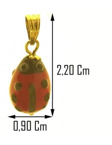 PENDENTE COCCINELLA - ciondolo Bimba Bambino Oro Giallo 18 KT Carati Ct 750