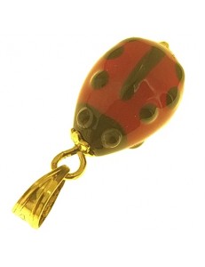 PENDENTE COCCINELLA - ciondolo Bimba Bambino Oro Giallo 18 KT Carati Ct 750