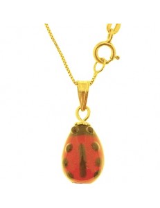 COLLANA COCCINELLA - Bimbo Bambina Oro Giallo 18 Kt Carati Ct 750