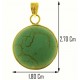 PENDENTE TURCHESE TONDO -  Donna  Oro Giallo 18 Kt Carati Ct 750 