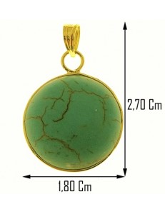 PENDENTE TURCHESE TONDO -  Donna  Oro Giallo 18 Kt Carati Ct 750 