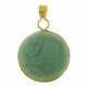 PENDENTE TURCHESE TONDO -  Donna  Oro Giallo 18 Kt Carati Ct 750 