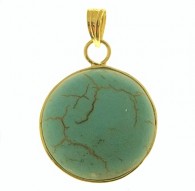 Ciondolo Pendente Turchese  Donna  Oro Giallo 18 Kt Carati Ct 750 2,80 Gr