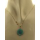 Collana Catenina Pendente Turchese Blu Donna Oro Giallo 18 Kt Carati Ct 750 3,9 Gr