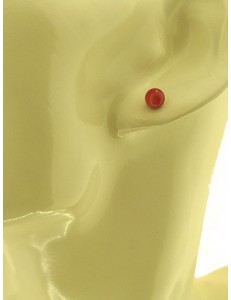 ORECCHINI CORALLO ORO GIALLO - Orecchini Donna Bambina Bimba  Corallo Oro Giallo 18 kt Carati Ct 750 0,85 Gr