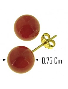 ORECCHINI CORALLO ORO GIALLO - Orecchini Donna Bambina Bimba  Corallo Oro Giallo 18 kt Carati Ct 750 0,85 Gr