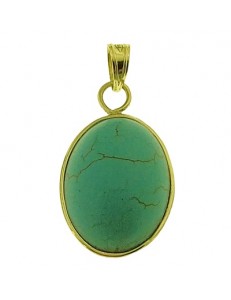 PENDENTE TURCHESE BLU -  Donna  Oro Giallo 18 Kt Carati Ct 750