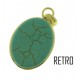 PENDENTE TURCHESE BLU -  Donna  Oro Giallo 18 Kt Carati Ct 750