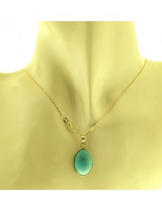 COLLANA TURCHESE BLU - Donna Oro Giallo 18 Kt Carati Ct 750