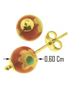 ORECCHINI ORO GIALLO VETRO DI MURANO - Donna bambina Oro 18 Kt Carati Ct 750 