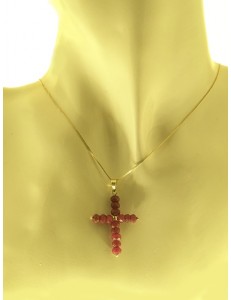 COLLANA CROCE RUBINI - Donna Oro Giallo 18 Kt Carati 750