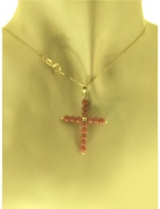 COLLANA CROCE CORALLO ROSSO - Donna Oro Giallo 18 Kt Carati Ct 750