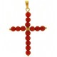 CIONDOLO CROCE CORALLO ROSSO - Donna Oro Giallo 18 Kt Carati Ct 750