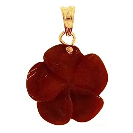 PENDENTE FIORE CORALLO - Ciondolo  Donna Oro Giallo 18 Kt Carati CT 750 