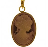 Ciondolo Pendente Donna Oro Giallo 18 Kt Carati Ct 750 Gr 1,50 Cameo
