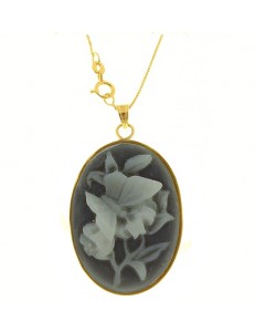 Collana Catenina Pendente Cameo Cammeo Donna Oro Giallo 18 Kt Carati Ct 750