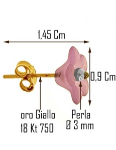 Orecchini Fiore Bimba Bambina oro 18 Kt 750 0,65 Gr