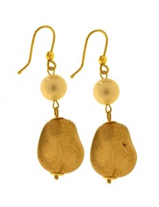 Orecchini Donna Pendenti Perle Oro Giallo 18 kt Carati Ct 750 4,50 Gr