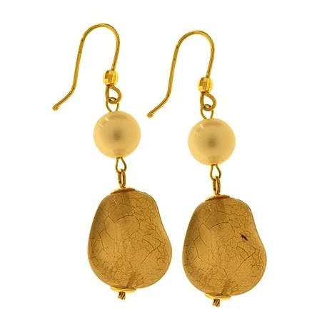 ORECCHINI PERLE CON PIETRE - Oro Giallo 18 kt Carati Ct 750