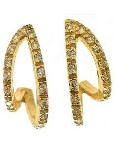 ORECCHINI ORO GIALLO - Orecchini Donna Oro Giallo 18 kt Carati Ct 750 4,30 Gr Zirconi Taglio Brillante