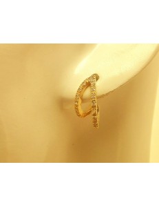 ORECCHINI ORO GIALLO - Orecchini Donna Oro Giallo 18 kt Carati Ct 750 4,30 Gr Zirconi Taglio Brillante