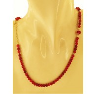 COLLANA CORALLO 47 CM - Donna Oro Giallo 18 Kt Carati Ct 750