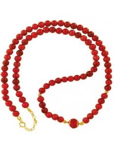 COLLANA CORALLO 47 CM - Donna Oro Giallo 18 Kt Carati Ct 750