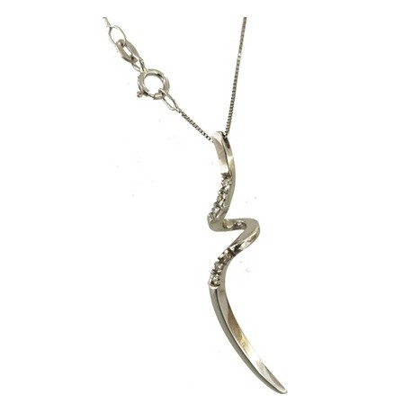 COLLANA DIAMANTI - 0,06 Ct Donna Oro Bianco 18 Kt Carati 750 