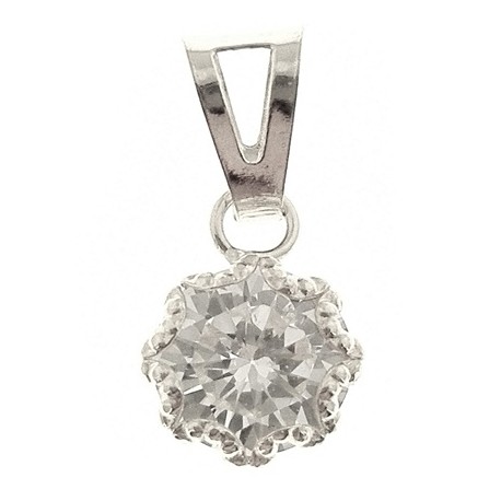 PENDENTI ORO - Ciondolo Pendente Donna Oro Bianco 18 Kt Carati 750 0,35 Gr Punto Luce Solitario