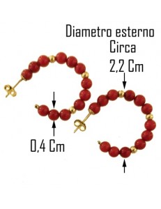 ORECCHINI CERCHIO CORALLO - Donna Oro Giallo 18 Kt Carati Ct 750