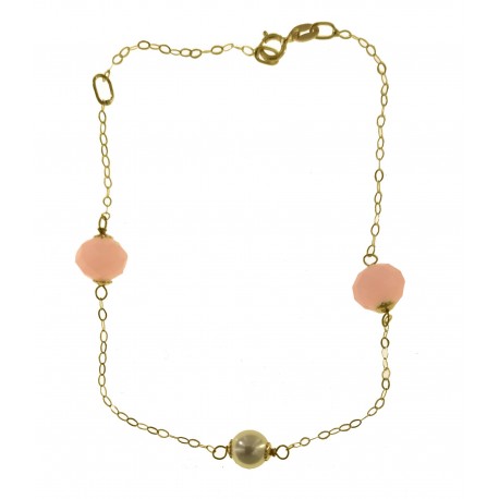BRACCIALE PERLA 21 CM - Braccialetto  Donna oro Giallo18 Kt 750 Zirconi 