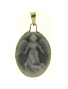 Pendente Ciondolo Cameo Cammeo Angelo Protettore oro Giallo 18 Kt Carati Ct 750