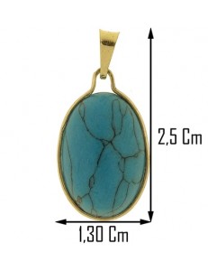 PENDENTE TURCHESE -  Donna  Oro Giallo 18 Kt Carati Ct 750