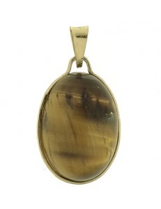 PENDENTE CABOCHON OCCHIO DI TIGRE - Donna  Oro Giallo 18 Kt Carati Ct 750