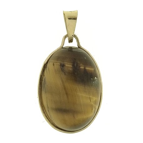 PENDENTE CABOCHON OCCHIO DI TIGRE - Donna  Oro Giallo 18 Kt Carati Ct 750