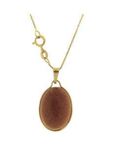 Collana Catenina Pendente Cabochon Donna Oro Giallo 18 Kt Carati Ct 750 3,4 Gr