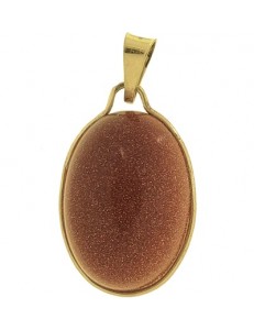 PENDENTE CABOCHON ARENARIA AUREA - Donna  Oro Giallo 18 Kt Carati Ct 750