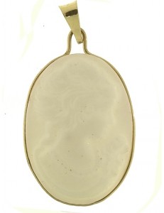 PENDENTE CAMEO BIANCO - Donna Oro Giallo 18 Kt Carati Ct 750