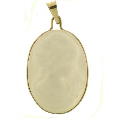 PENDENTE CAMEO BIANCO - Donna Oro Giallo 18 Kt Carati Ct 750