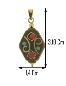 PENDENTE ETNICO TIBETANO - Donna Oro Giallo 18 Kt Carati Ct 750