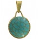 PENDENTE CABOCHON TURCHESE ROTONDO - Donna  Oro Giallo 18 Kt Carati Ct 750