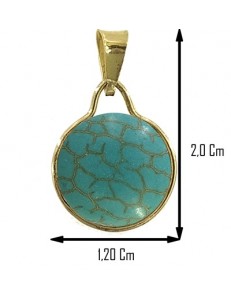 PENDENTE CABOCHON TURCHESE ROTONDO - Donna  Oro Giallo 18 Kt Carati Ct 750