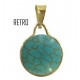 PENDENTE CABOCHON TURCHESE ROTONDO - Donna  Oro Giallo 18 Kt Carati Ct 750